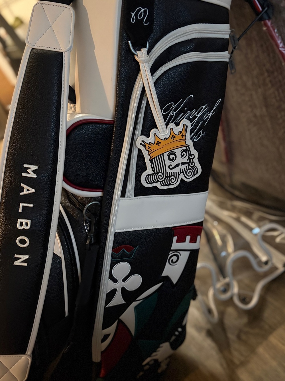 Malbon King of Hearts Stand golf bag w/matching towel. - Picture 2 of 15